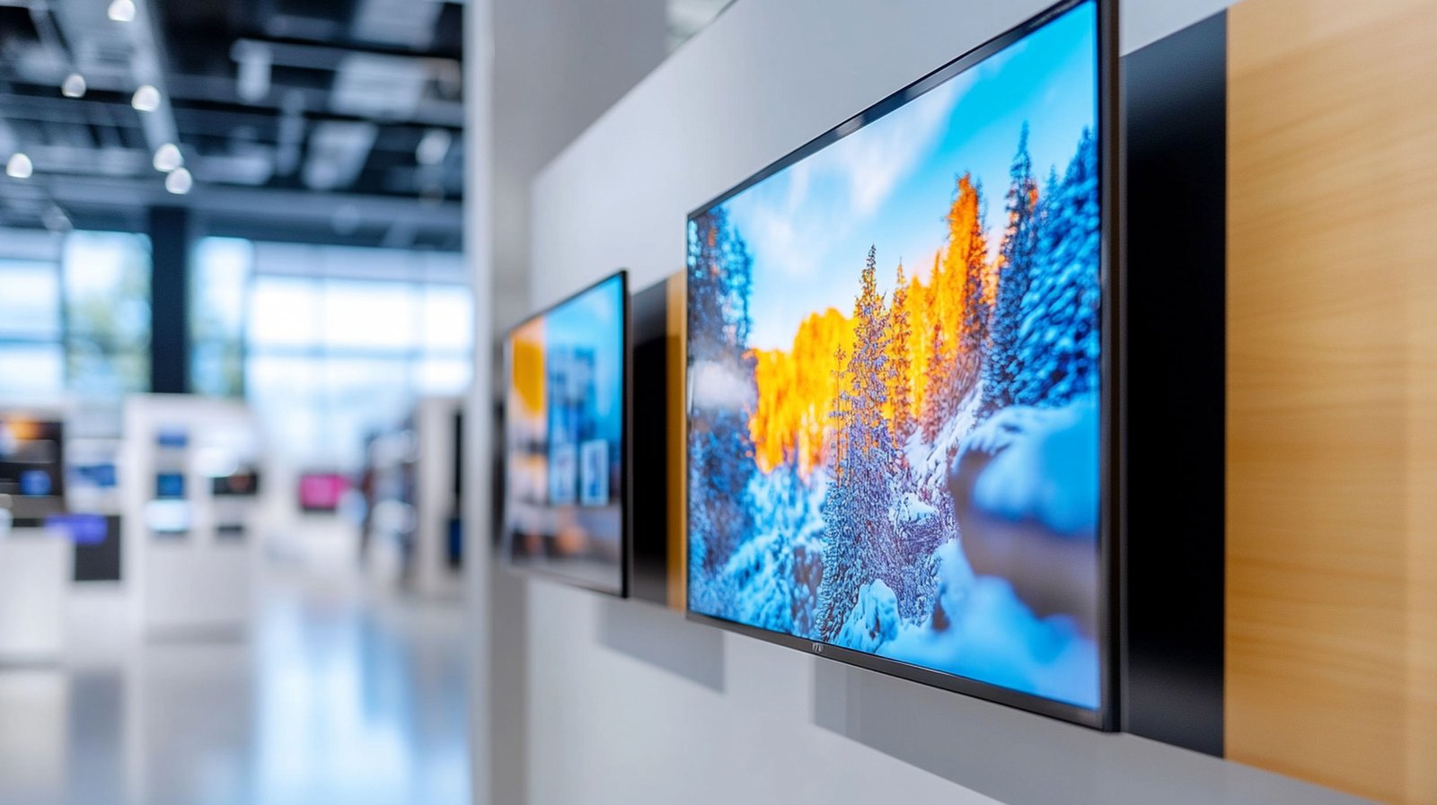 Premium OLED television displaying vivid 4K content in a modern dark living room, showcasing deep blacks and vibrant colors
